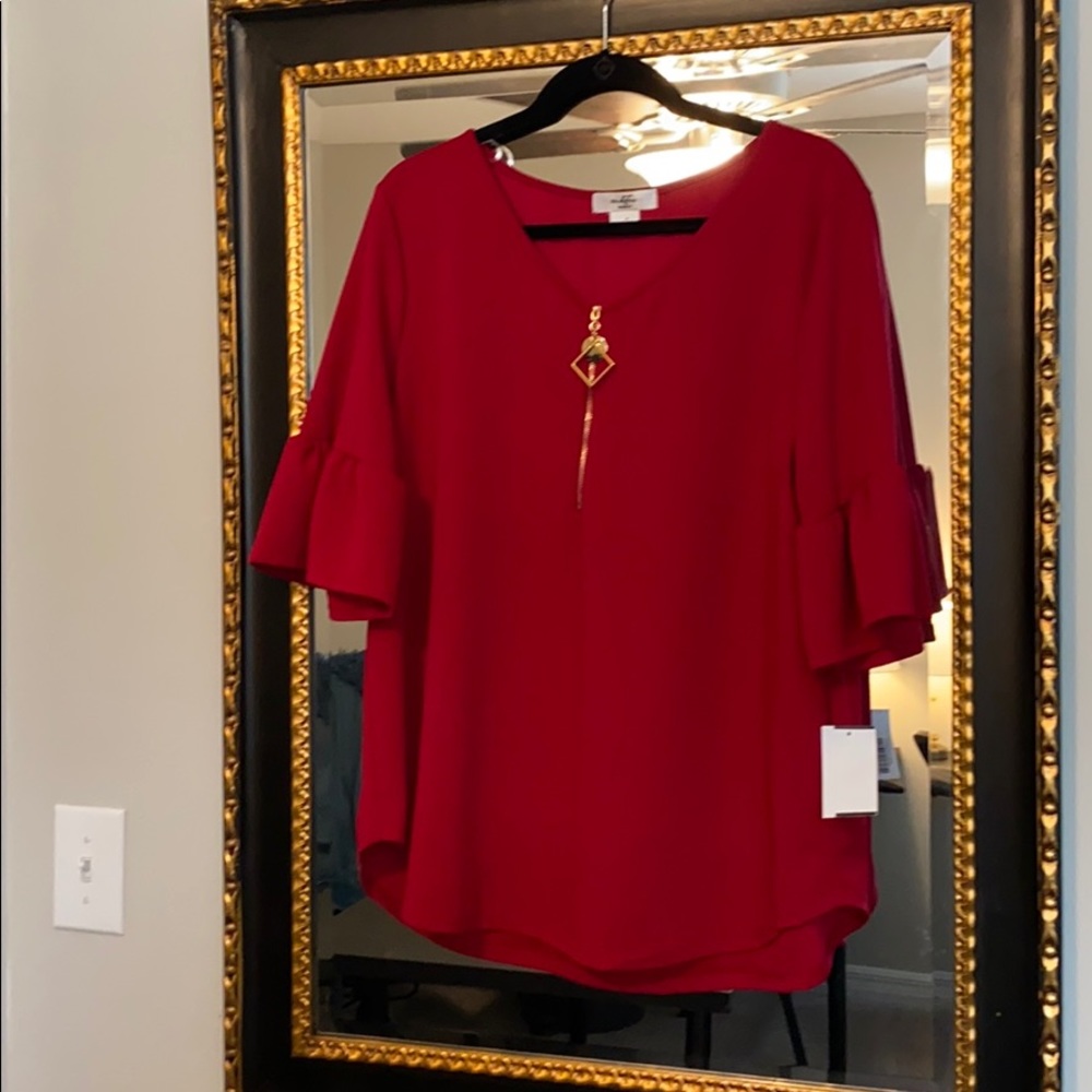 Blouse with bell sleeves